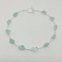 Aquamarine and Sterling Silver Necklace by Val Nunns at The Avenue Gallery, a contemporary fine art gallery in Victoria, BC, Canada.