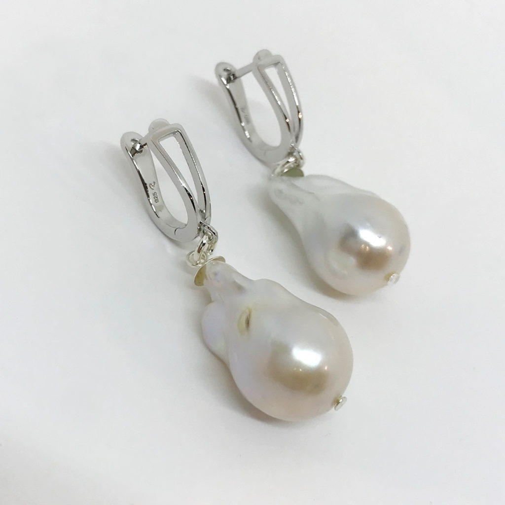 Baroque Pearl & Sterling Silver Earrings by Val Nunns at The Avenue Gallery, a contemporary fine art gallery in Victoria, BC, Canada.