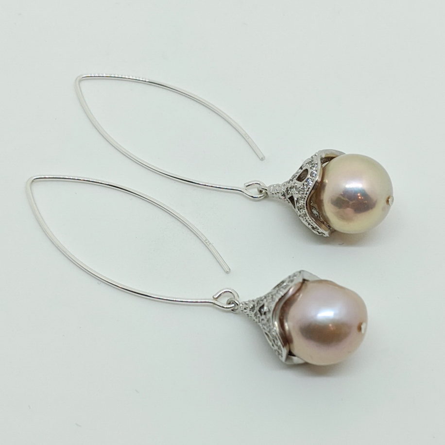 Pearl & Zirconia Earrings by Val Nunns at The Avenue Gallery, a contemporary art gallery in Victoria BC, Canada