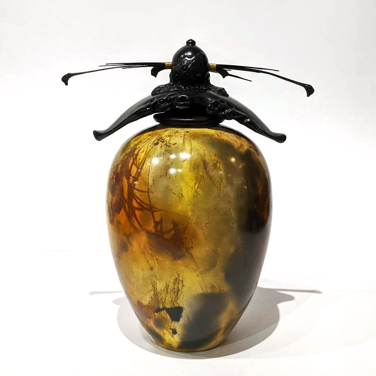 Large Round Vase with Gold Wrap by Geoff Searle at The Avenue Gallery, a contemporary fine art gallery in Victoria, BC, Canada