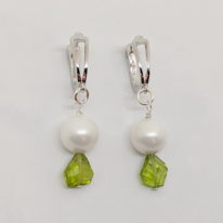 Peridot, Pearl & Sterling Silver Earrings by Val Nunns at The Avenue Gallery, a contemporary fine art gallery in Victoria, BC, Canada.
