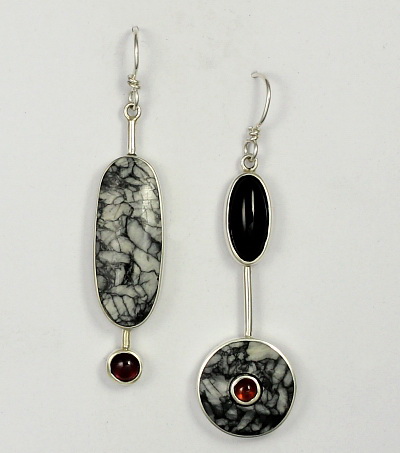 Pinolith & Garnet Earrings by Brenda Roy at The Avenue Gallery, a contemporary art gallery in Victoria BC, Canada