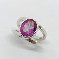 Double Band Ring with Pink Topaz by A & R Jewellery at The Avenue Gallery, a contemporary fine art gallery in Victoria, BC, Canada.