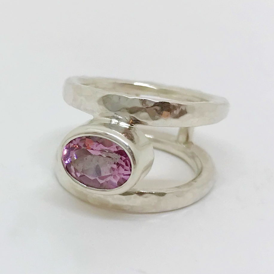Double Band Ring with Pink Topaz by A & R Jewellery - The Avenue Gallery