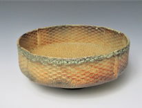 Gold & Grey Basket Bowl by Sandra Dolph at The Avenue Gallery, a contemporary fine art gallery in Victoria, BC, Canada.