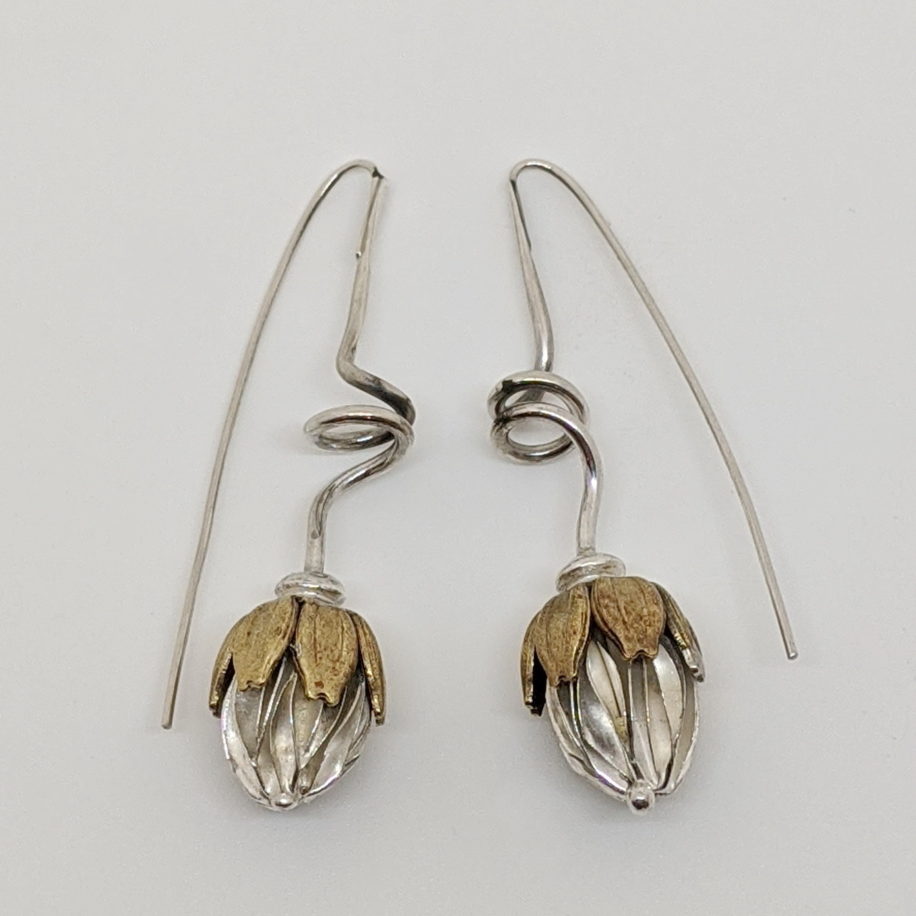 Seed Pod & Tendril Earrings by Darlene Letendre at The Avenue Gallery, a contemporary fine art gallery in Victoria, BC, Canada.