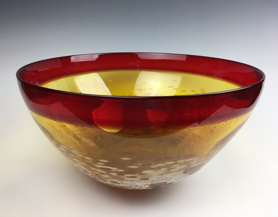 Two-Tone Bowl (Amber/Red) by Lisa Samphire at The Avenue Gallery, a contemporary fine art gallery in Victoria, BC, Canada.