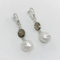 Kasumi Freshwater Pearl, Smoky Quartz & Sterling Silver Earrings by Val Nunns at The Avenue Gallery, a contemporary fine art gallery in Victoria, BC, Canada.