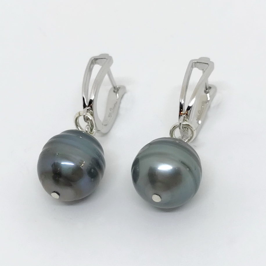 Tahitian Pearl and Sterling Silver Earrings by Val Nunns at The Avenue Gallery, a contemporary fine art gallery in Victoria, BC, Canada.