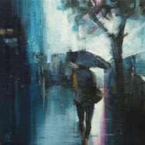 Walking in the Rain by William Liao at The Avenue Gallery, a contemporary fine art gallery in Victoria, BC, Canada.