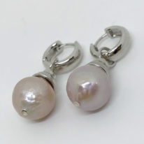 Pale Pink Baroque Pearl & Sterling Silver Earrings by Val Nunns at The Avenue Gallery, a contemporary fine art gallery in Victoria, BC, Canada.