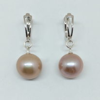 Leverback Sterling Earrings with Large Pink Edison Pearl by Val Nunns at The Avenue Gallery, a contemporary fine art gallery in Victoria, BC, Canada