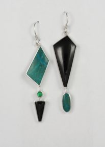 Black Jade, Chrysocolla & Chrysoprase Earrings by Brenda Roy at The Avenue Gallery, a contemporary fine art gallery in Victoria, BC, Canada