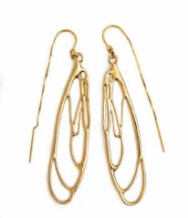 14kt. Yellow Gold Dragonfly Earrings by Dorothée Rosen at The Avenue Gallery, a contemporary fine art gallery in Victoria, BC, Canada.
