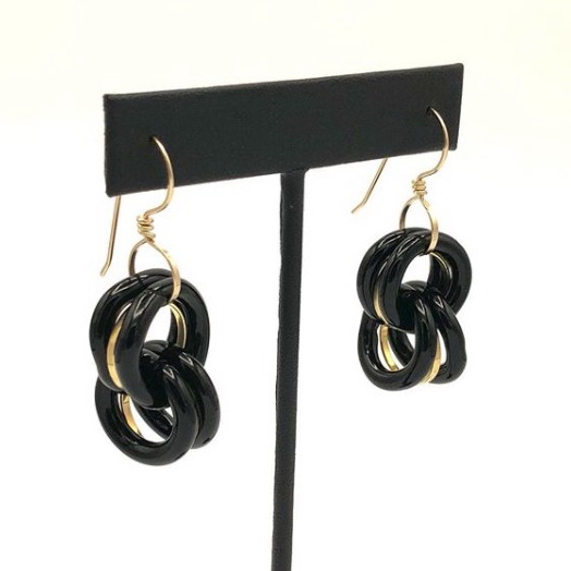 Black Chain Earrings with Brass Rings by Minori Takagi at The Avenue Gallery, a contemporary fine art gallery in Victoria, BC, Canada.