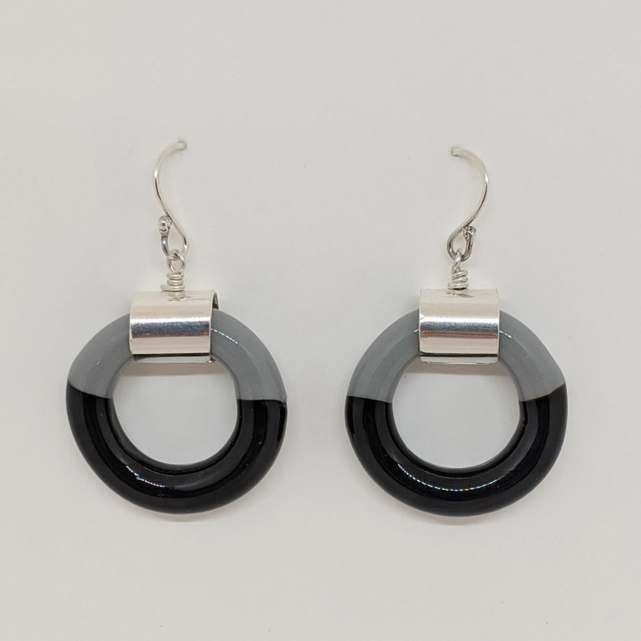 Two Tone Earrings (Black/Grey) by Minori Takagi at The Avenue Gallery, a contemporary fine art gallery in Victoria, BC, Canada.