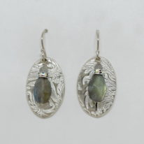 Fine Silver Textured Earrings with Labradorite (Medium) by Veronica Stewart at The Avenue Gallery, a contemporary fine art gallery in Victoria, BC, Canada.