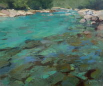 The Emerald Water of the Kennedy River by Maria Josenhans at The Avenue Gallery, a contemporary fine art gallery in Victoria, BC, Canada.