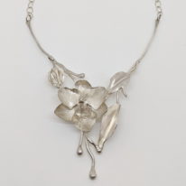 Argentium Silver Orchid Necklace by Darlene Letendre at The Avenue Gallery, a contemporary fine art gallery in Victoria, BC, Canada.