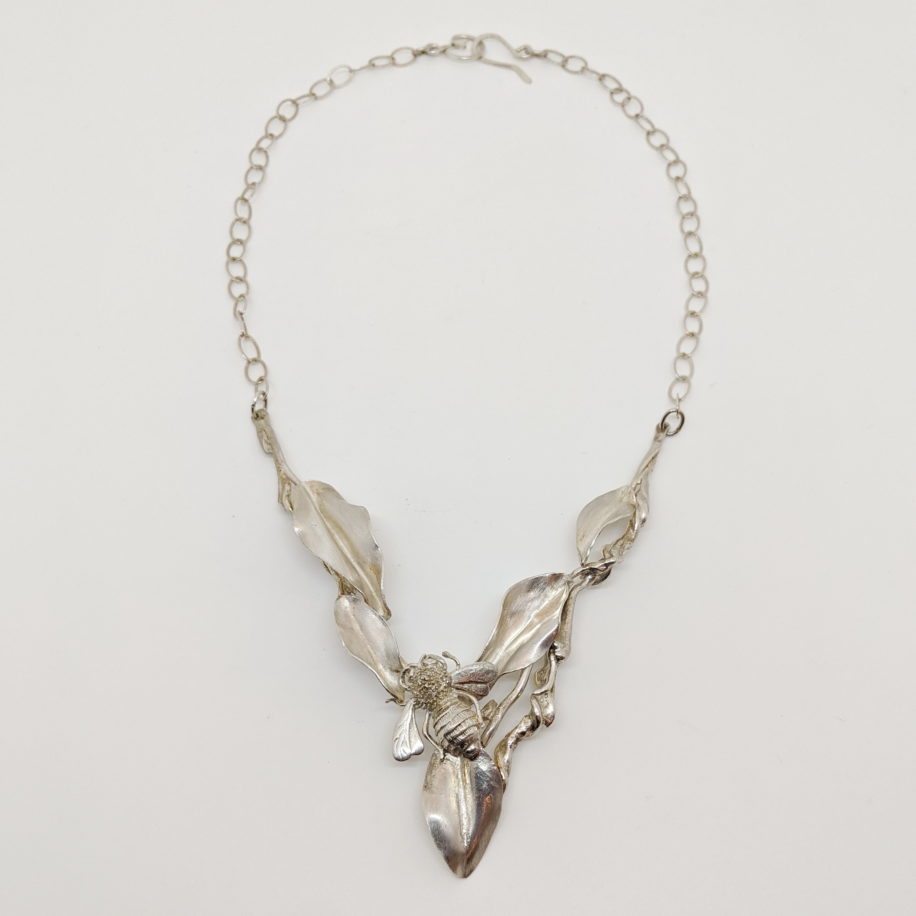 Argentium Silver Bee Necklace by Darlene Letendre at The Avenue Gallery, a contemporary fine art gallery in Victoria, BC, Canada.