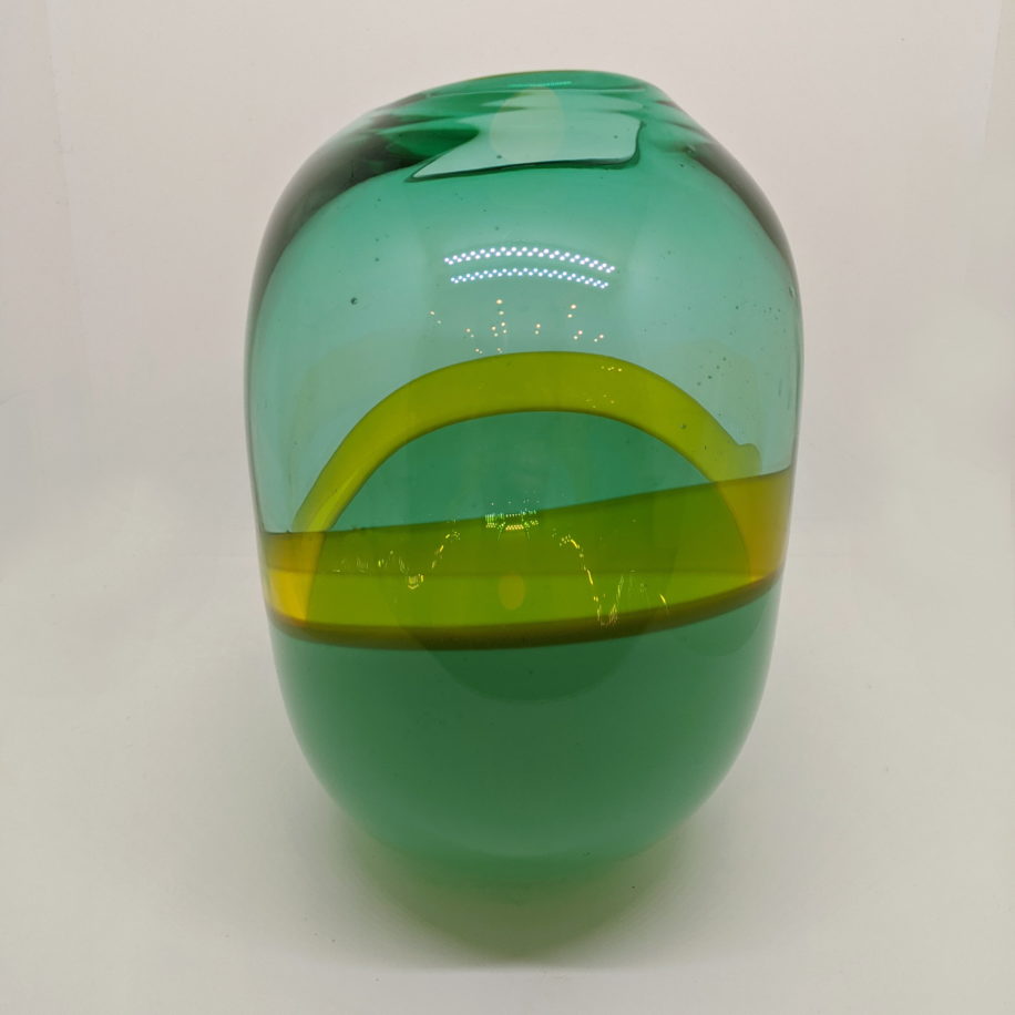 Abstract Landscape Vase (Green Teal) by Lisa Samphire at The Avenue Gallery, a contemporary fine art gallery in Victoria, BC, Canada.