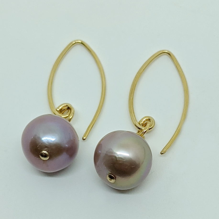 14kt. Gold Plate & Edison Pearl Earrings by Val Nunns at The Avenue Gallery, a contemporary fine art gallery in Victoria, BC, Canada.