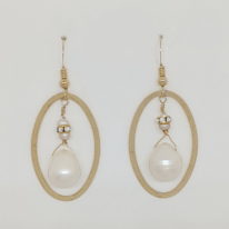 Gold-Fill Oval Loop Earrings with Freshwater Pearls & Swarovski Crystal Rondelles by Veronica Stewart at The Avenue Gallery, a contemporary fine art gallery in Victoria, BC, Canada.