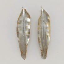 Silver Infused Bronze Fold Form Leaf Earrings (Large) by Darlene Letendre at The Avenue Gallery, a contemporary fine art gallery in Victoria, BC, Canada.