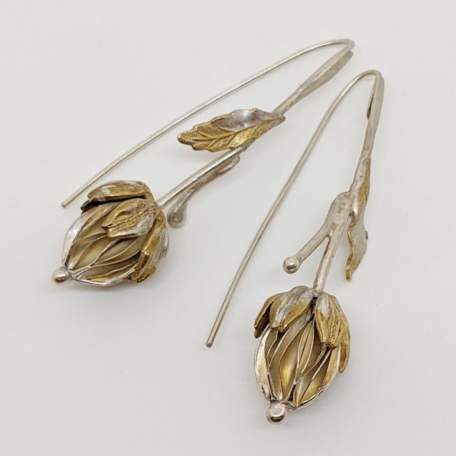 Seed Pod & Tiny Leaf Earrings by Darlene Letendre at The Avenue Gallery, a contemporary fine art gallery in Victoria, BC, Canada.