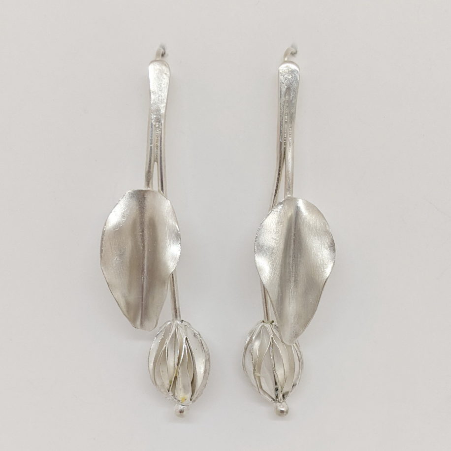 Small Leaf & Seed Pod Earrings by Darlene Letendre at The Avenue Gallery, a contemporary fine art gallery in Victoria, BC, Canada.