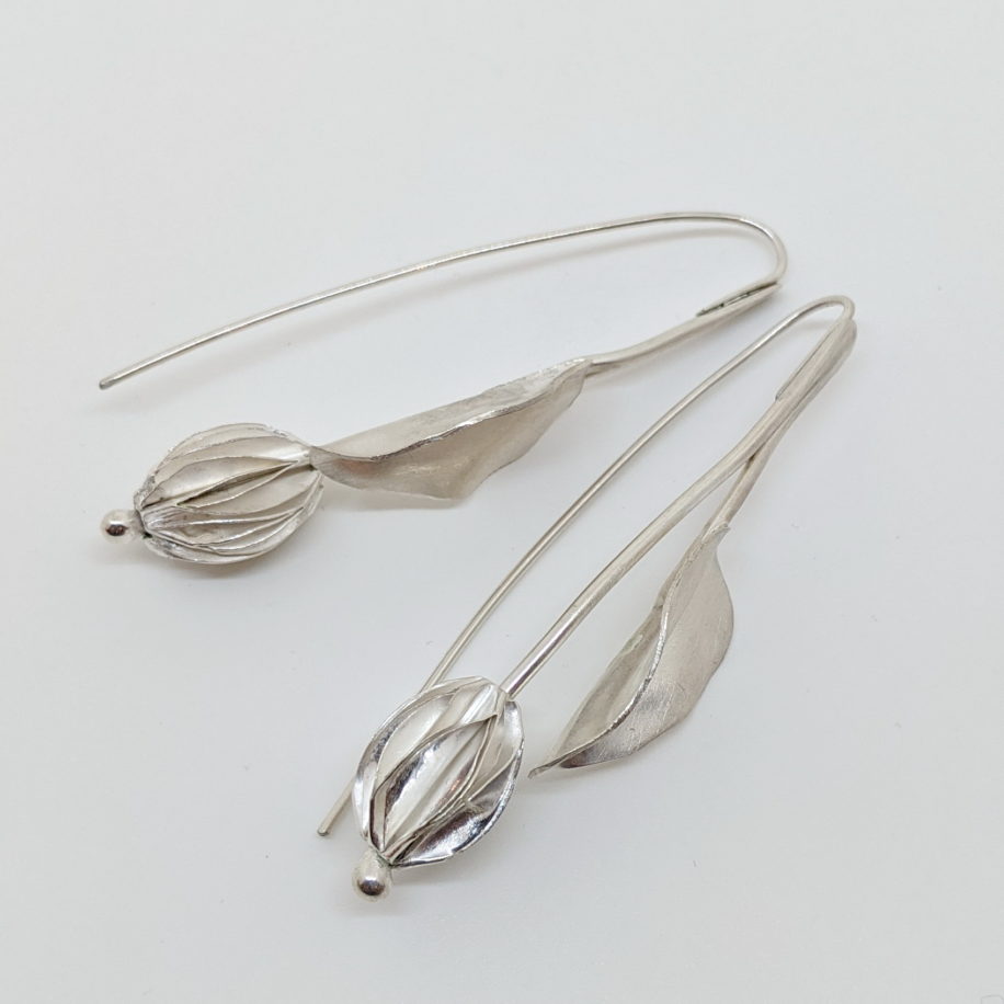 Small Leaf & Seed Pod Earrings by Darlene Letendre at The Avenue Gallery, a contemporary fine art gallery in Victoria, BC, Canada.
