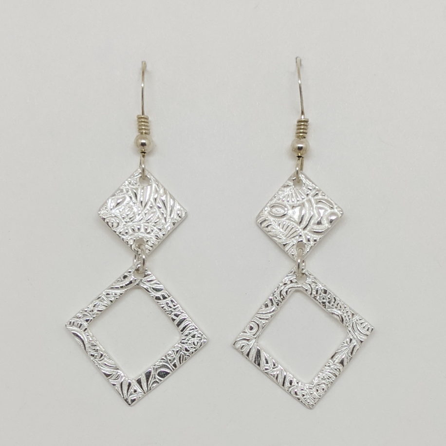 Textured Diamond-Shape Earrings (Double Large) by Veronica Stewart at The Avenue Gallery, a contemporary fine art gallery in Victoria, BC, Canada.