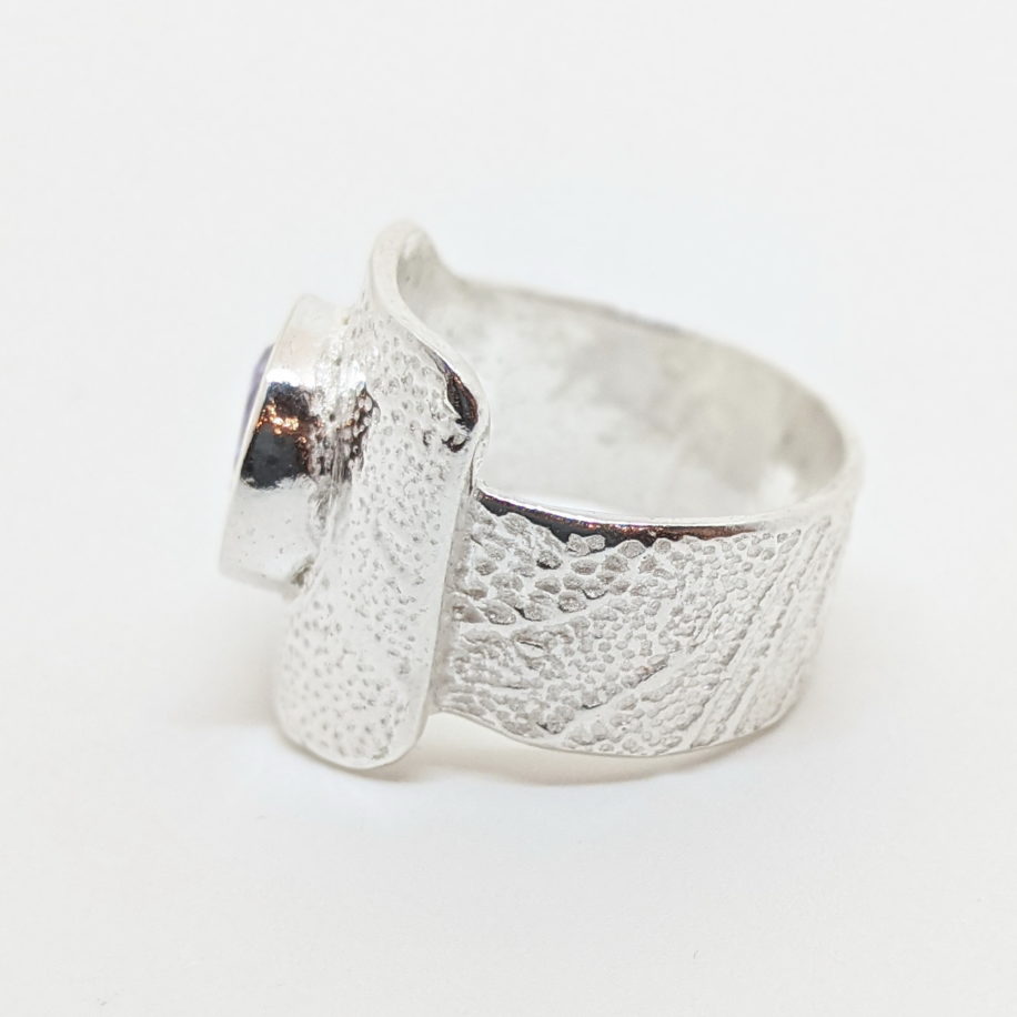 Textured Ring with Lilac Cubic Zirconia by Veronica Stewart at The Avenue Gallery, a contemporary fine art gallery in Victoria, BC, Canada.