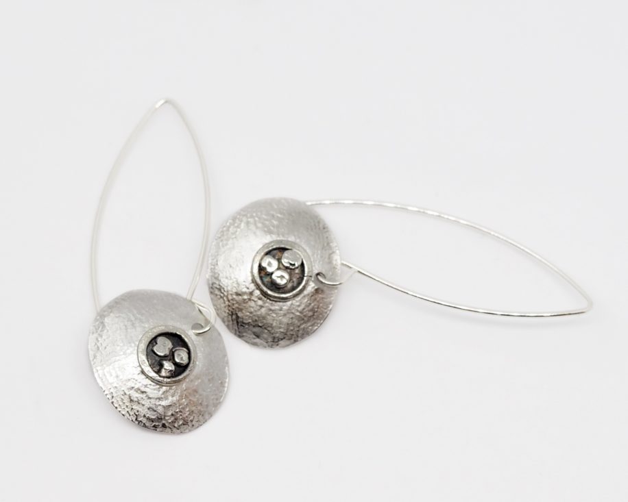 Long Silver Earrings With Dots by ARTYRA Studio at The Avenue Gallery, a contemporary fine art gallery in Victoria, BC, Canada.