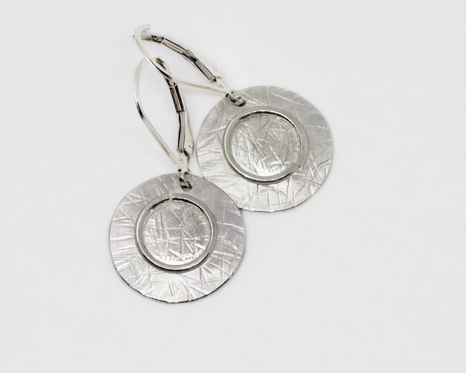 Short Silver Earrings with Circles by ARTYRA Studio at The Avenue Gallery, a contemporary fine art gallery in Victoria, BC, Canada.