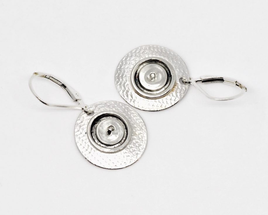 Short Silver Earrings With Double Circles by ARTYRA Studio at The Avenue Gallery, a contemporary fine art gallery in Victoria, BC, Canada.