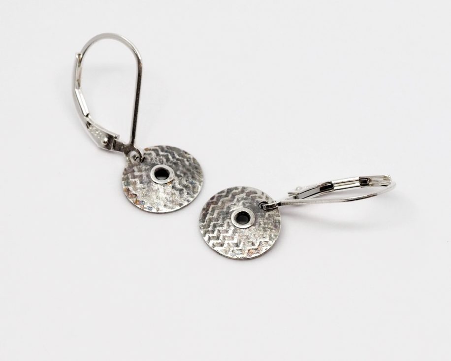 Small Oxidized Silver Earrings with holes by ARTYRA Studio at The Avenue Gallery, a contemporary fine art gallery in Victoria, BC, Canada.