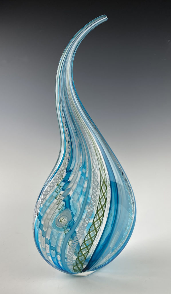 Carnival Gooseneck Vase (Teals) by Lisa Samphire at The Avenue Gallery, a contemporary fine art gallery in Victoria, BC, Canada.