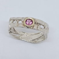 Skinny Woven Basket Ring with Pink Tourmaline by Chi’s Creations at The Avenue Gallery, a contemporary fine art gallery in Victoria BC, Canada