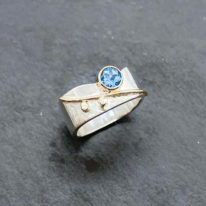 Large Square Stacker Ring with Blue Topaz at The Avenue Gallery, a contemporary fine art gallery in Victoria, BC, Canada.