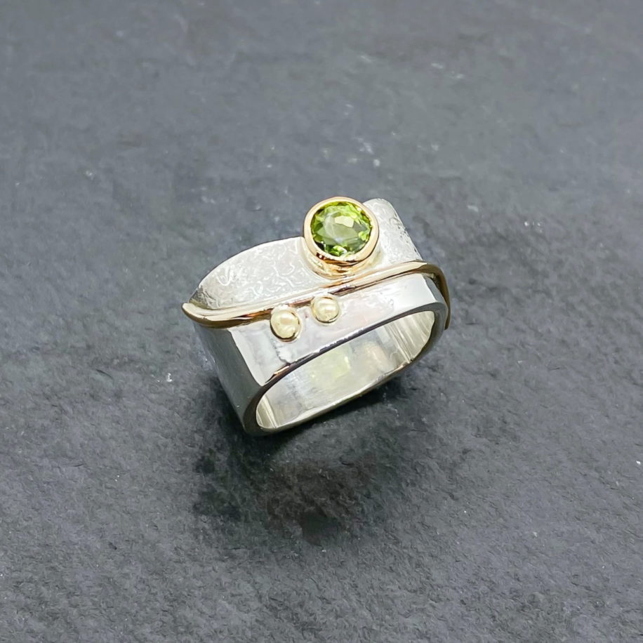 Large Square Stacker Ring with Peridot by Chi's Creations at The Avenue Gallery, a contemporary fine art gallery in Victoria, BC, Canada.