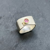Large Square Ring with Pink Tourmaline by Chi's Creations at The Avenue Gallery, a contemporary fine art gallery in Victoria, BC, Canada.