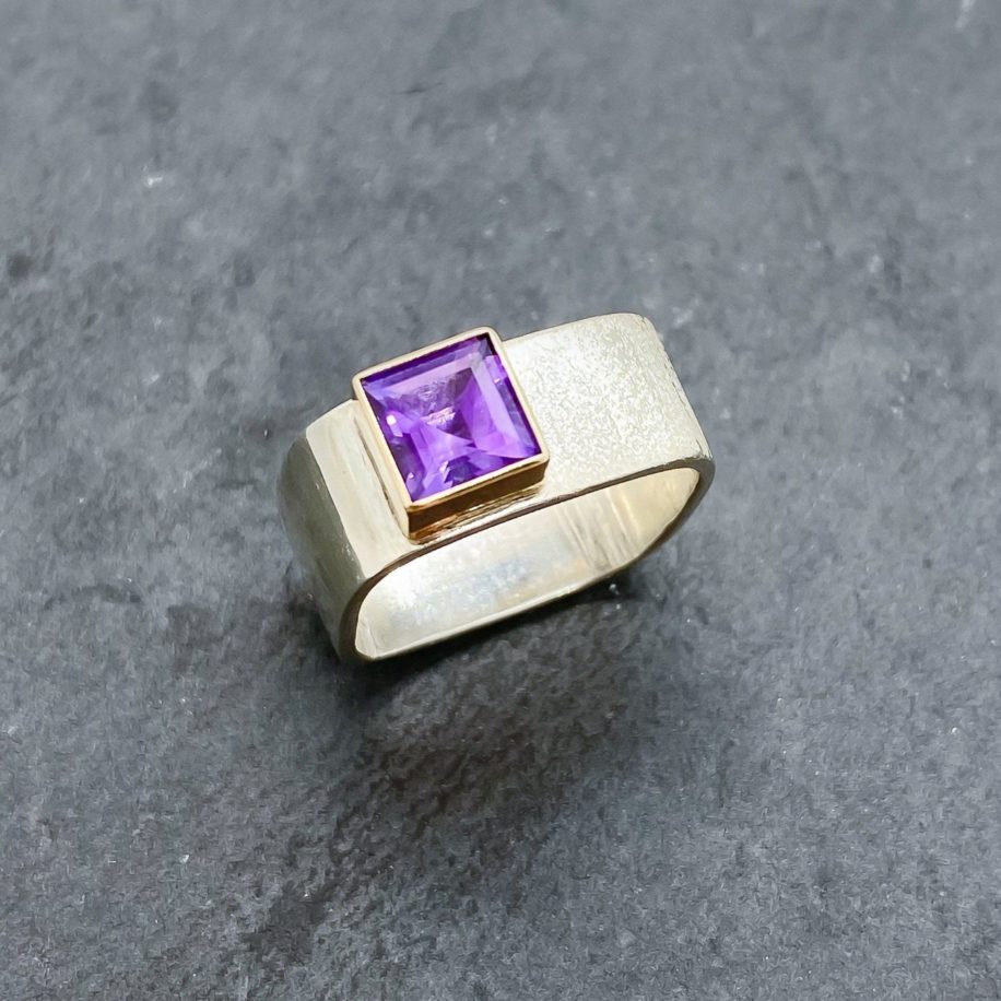 Large Square Ring with Amethyst by Chi's Creations