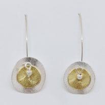 Brushed Silver & Vermeil Gold Petals Earrings by Chi's Creations at The Avenue Gallery, a contemporary fine art gallery in Victoria, BC, Canada.