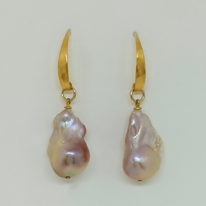 Pink Baroque Pearl & 24kt. Gold Plate Earrings by Val Nunns at The Avenue Gallery, a contemporary fine art gallery in Victoria, BC, Canada.