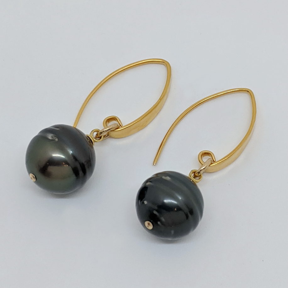 Tahitian Pearl & 24kt. Gold Plate Earrings by Val Nunns at The Avenue Gallery, a contemporary fine art gallery in Victoria, BC, Canada.