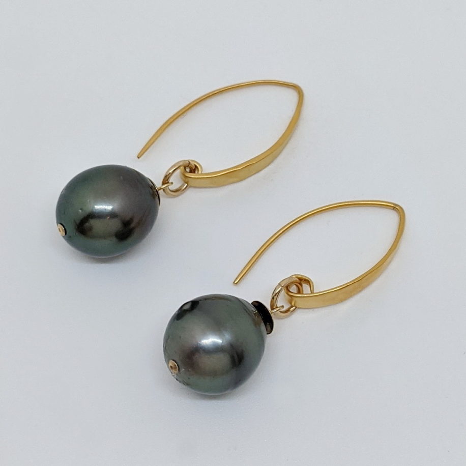 Tahitian Pearl & 24kt. Gold Plate Earrings by Val Nunns at The Avenue Gallery, a contemporary fine art gallery in Victoria, BC, Canada.