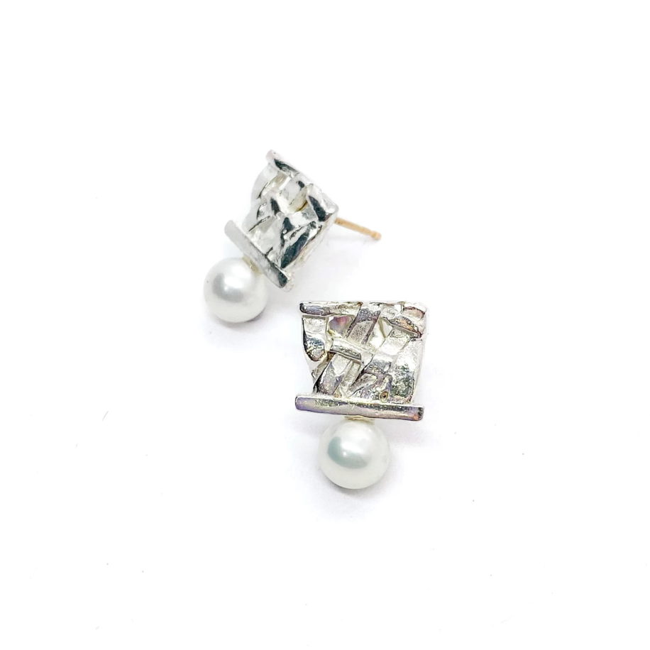 Woven Pearl Studs by Chi’s Creations at The Avenue Gallery, a contemporary fine art gallery in Victoria, BC, Canada.