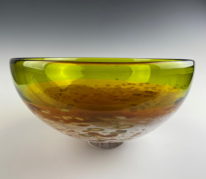 Two-Tone Bowl (Apricot, Olive) by Lisa Samphire at The Avenue Gallery, a contemporary fine art gallery in Victoria, BC, Canada.