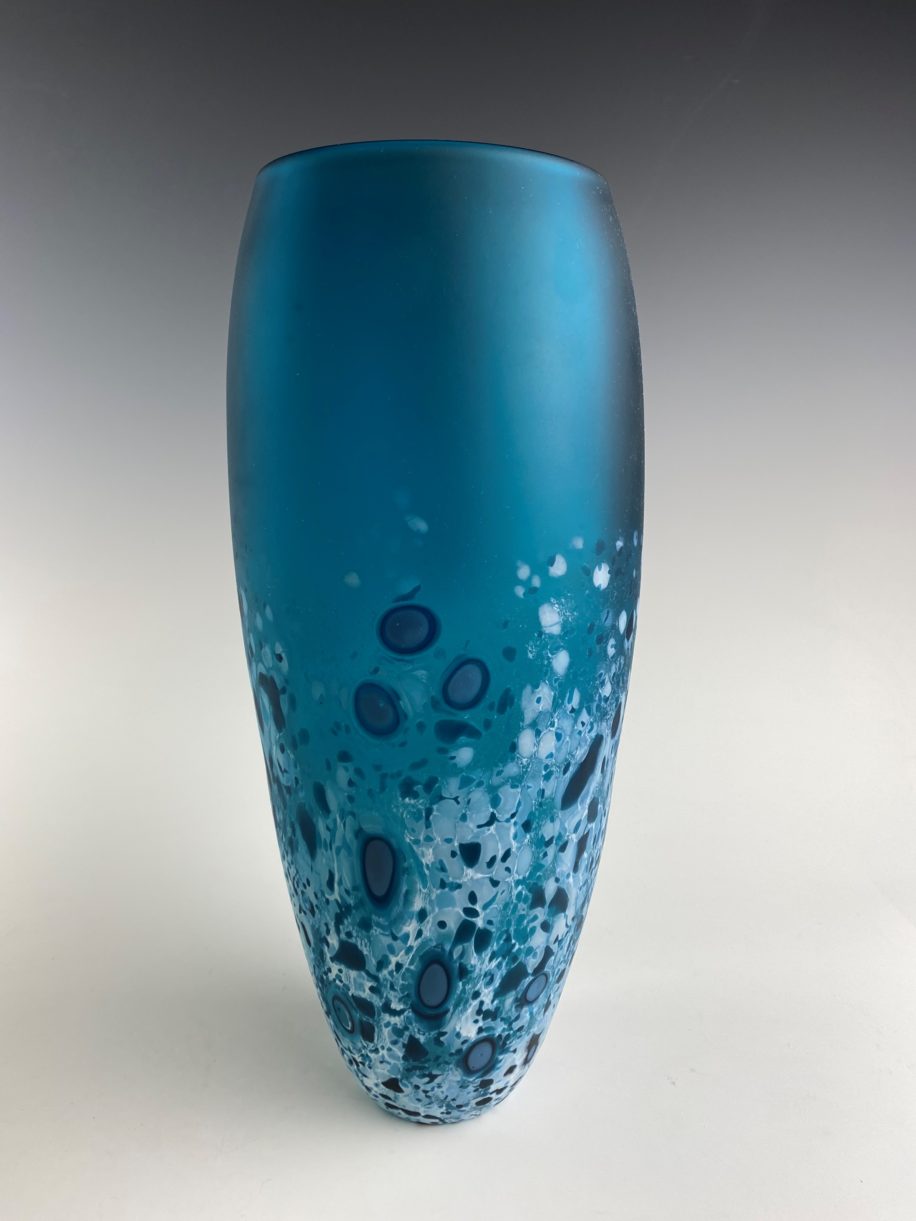 XLG Lily Vase - Frosted (Dark Aqua) by Lisa Samphire at The Avenue Gallery, a contemporary fine art gallery in Victoria, BC, Canada.
